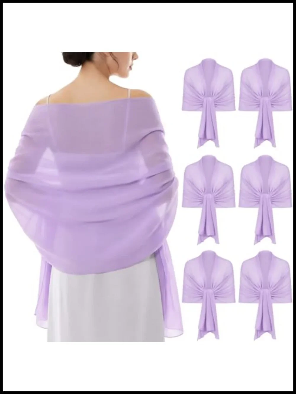 6 Soft Chiffon Scarves Shawls Wraps 79x28 Women Dress Shawl Evening Wedding